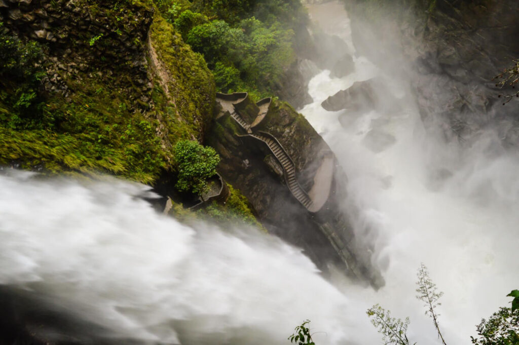 Pailón del Diablo waterfall canyon near Baños de Agua Santa, Ecuador